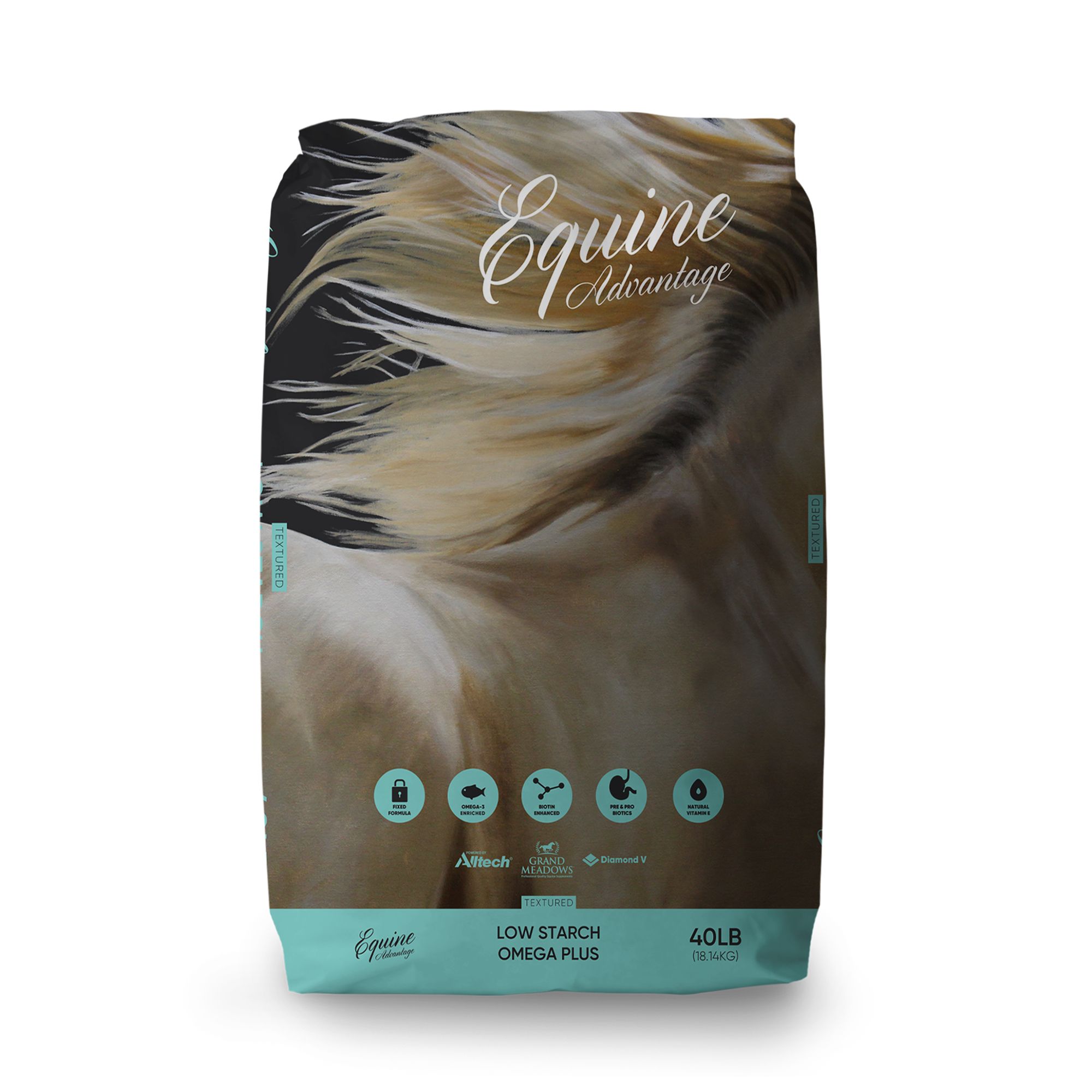 Equine Advantage Feed Low Starch Omega Horse Feed, 40lb bird Bird