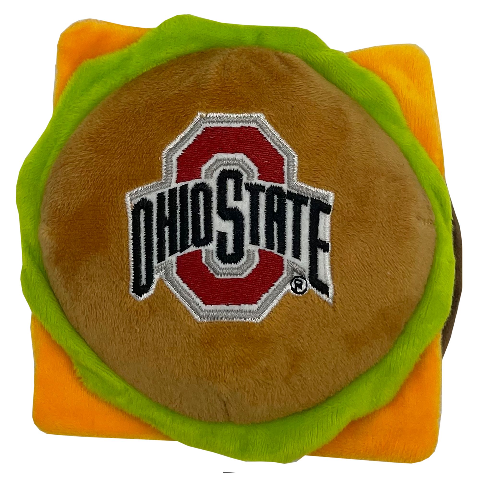 Pets First Ohio State Plush Hamburger Dog Toy