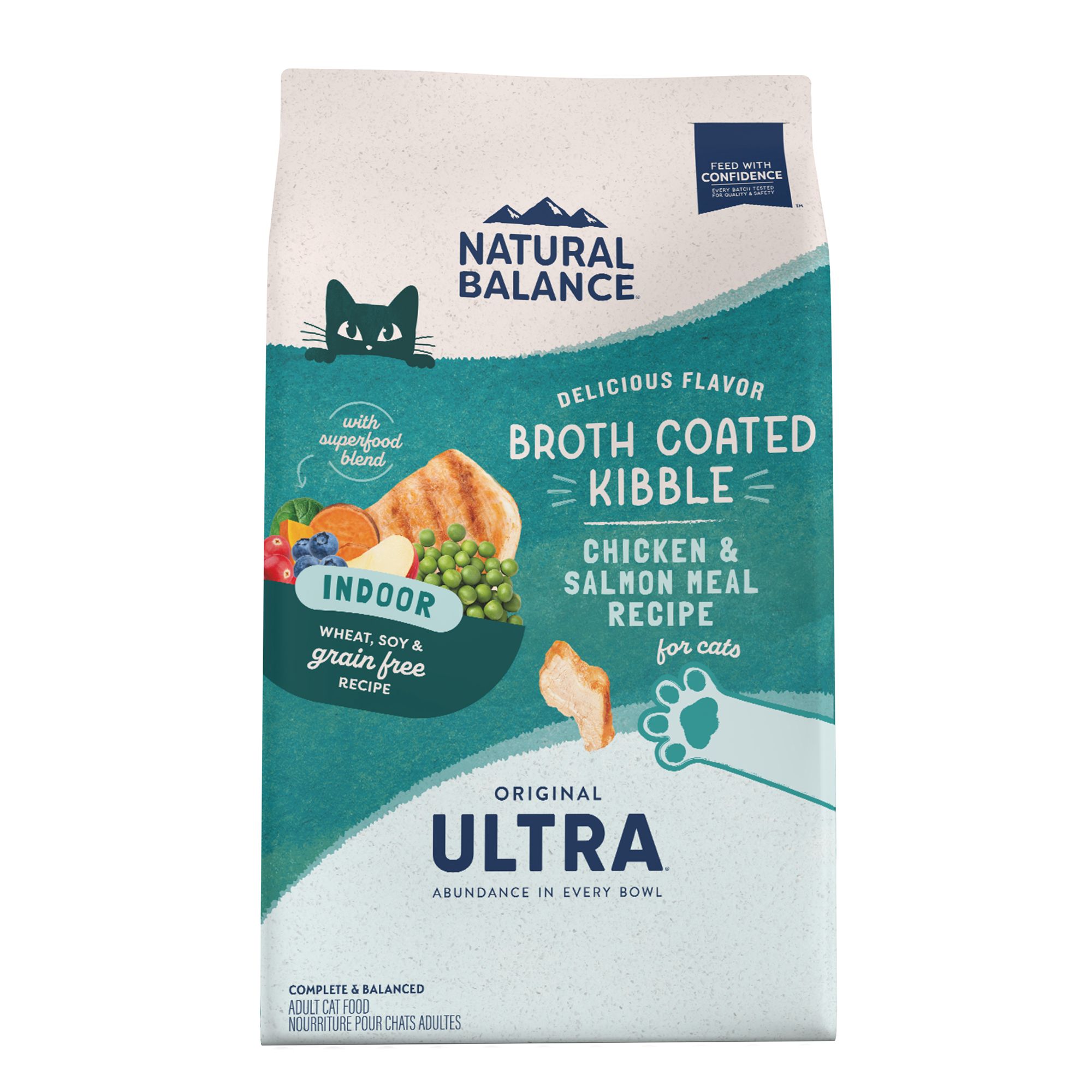 Natural Balance Indoor Adult Cat Broth Coated Kibble Wheat, Soy