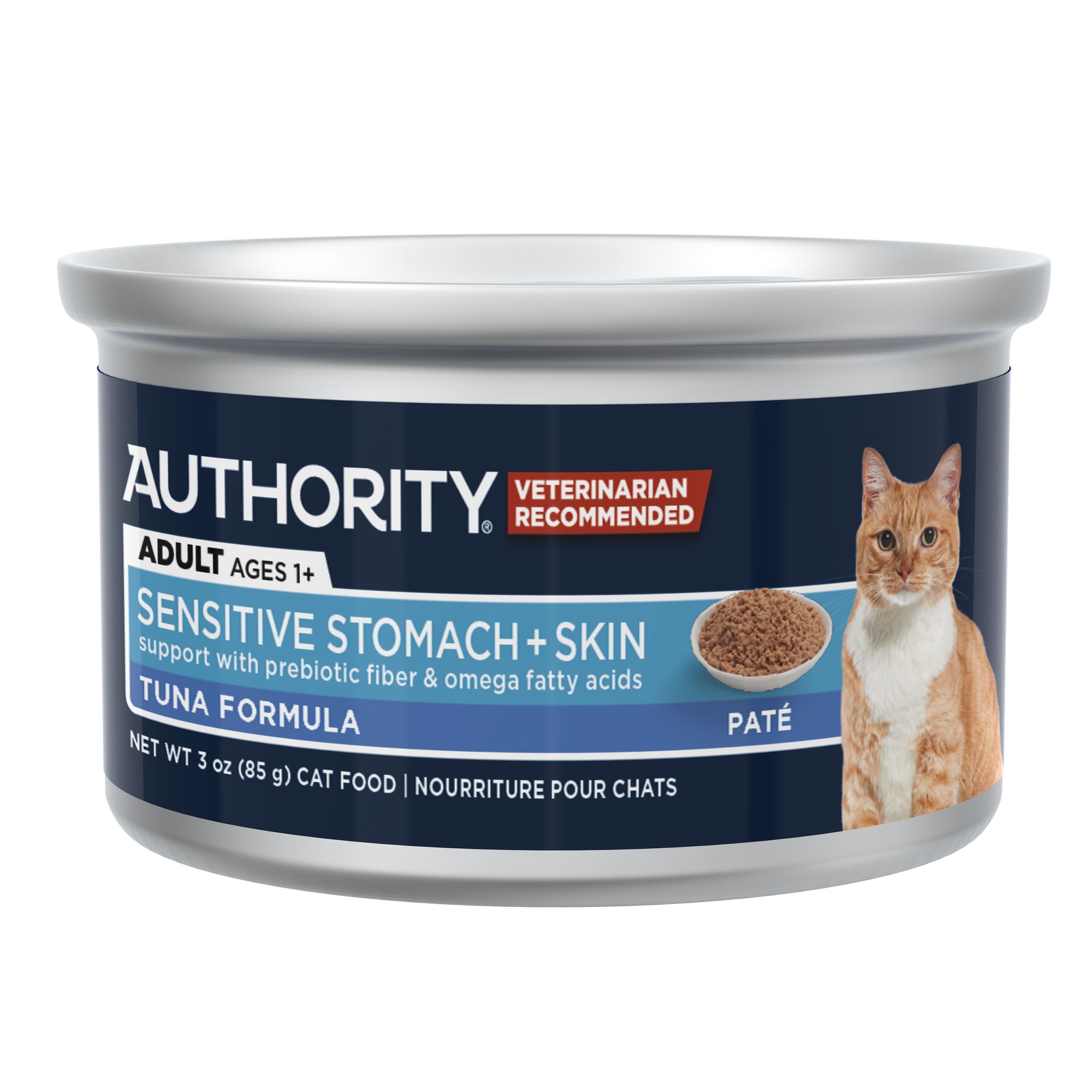 Authority Sensitive Stomach + Skin Adult Cat Wet Food Pate, 3 oz