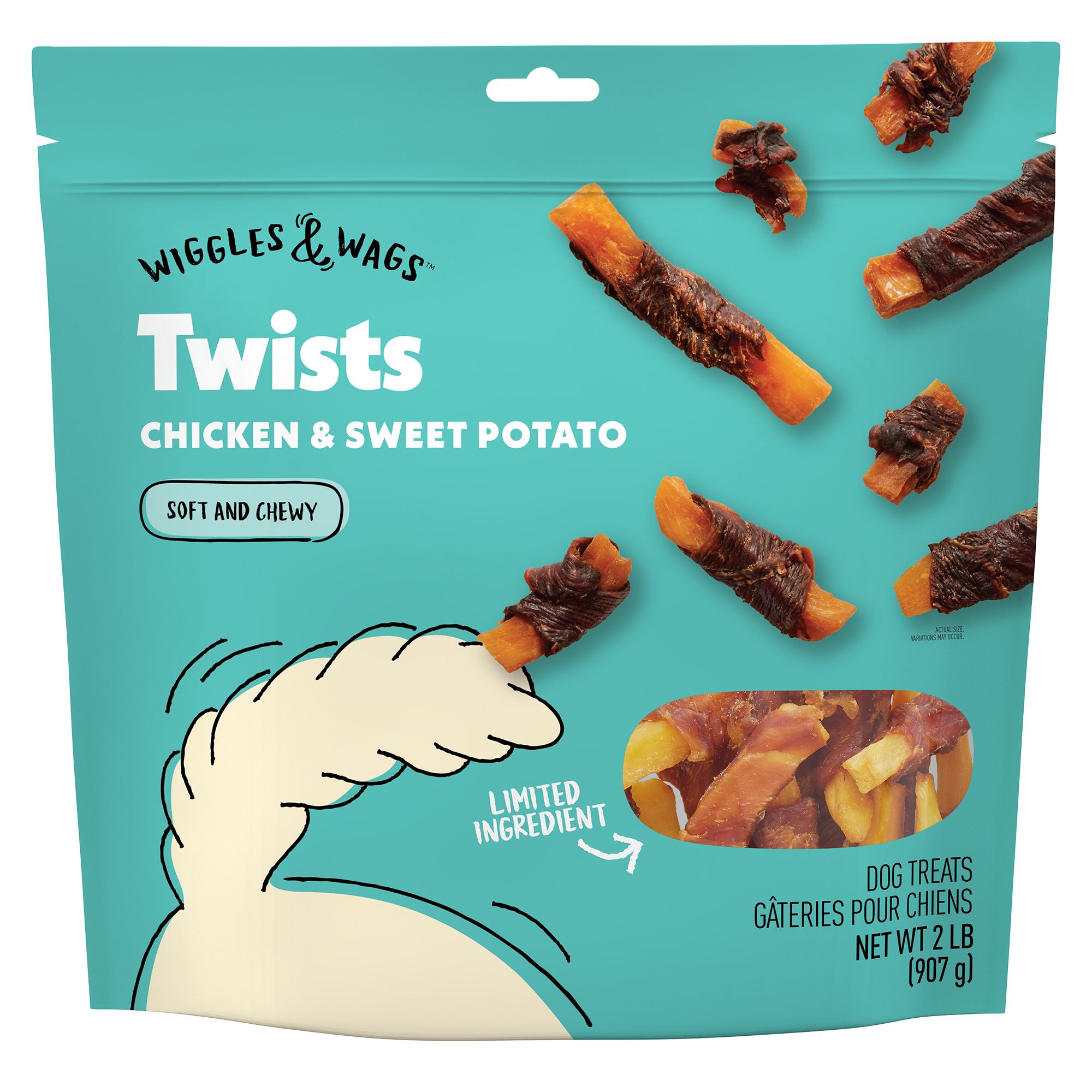 Wiggles & Wags Chicken & Sweet Potato Twists Dog Treats dog Soft