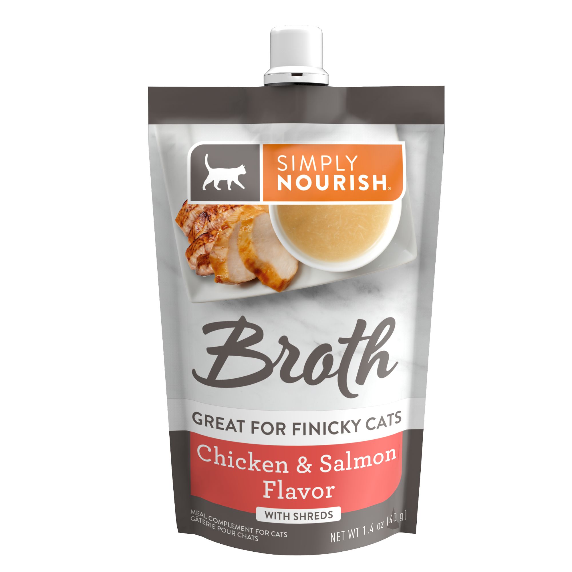 Simply Nourish Natural Cat Food Topper Broth with Shreds, 1.4 oz