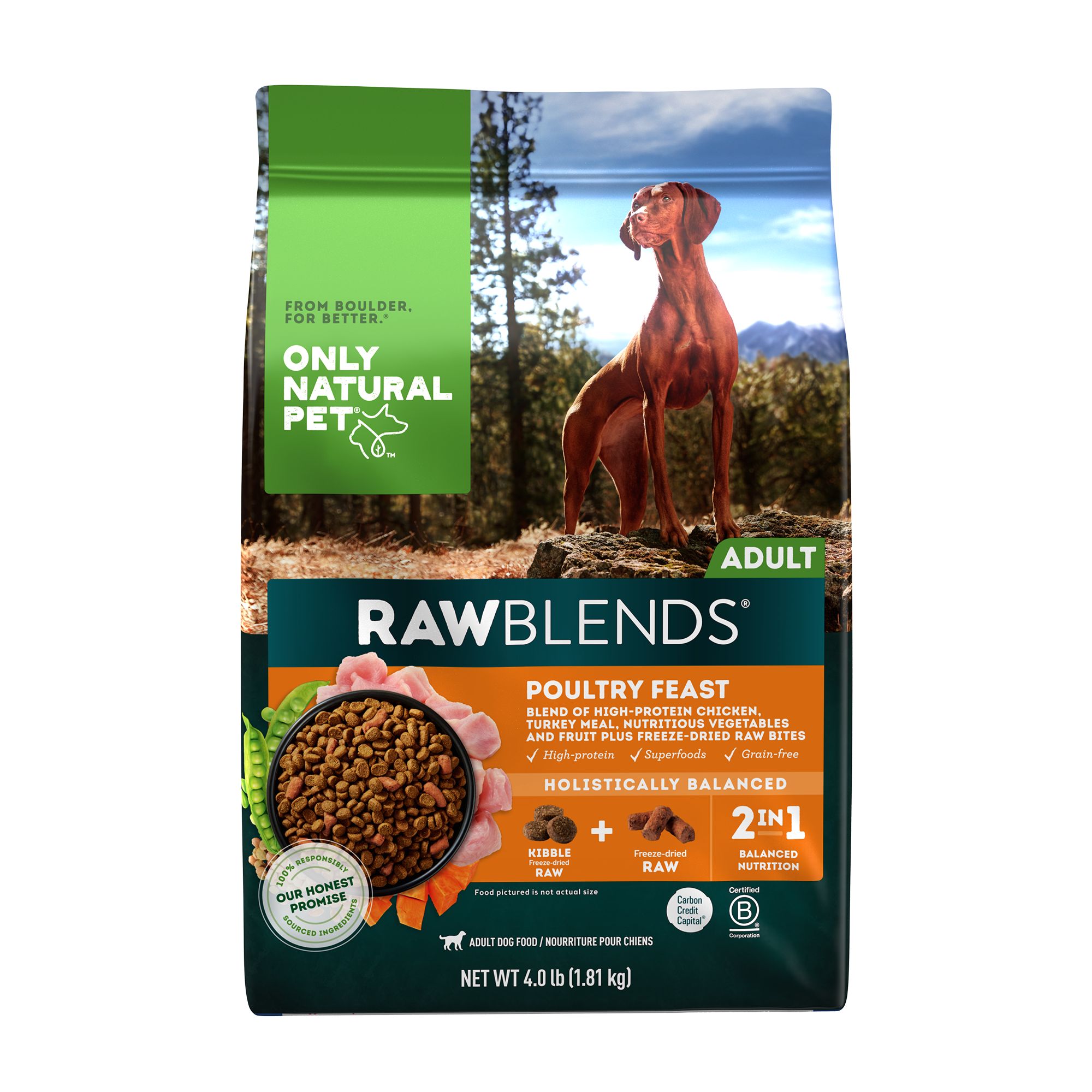 Only Natural Pets RawBlends Adult Dog Food Grain Free, With Freeze