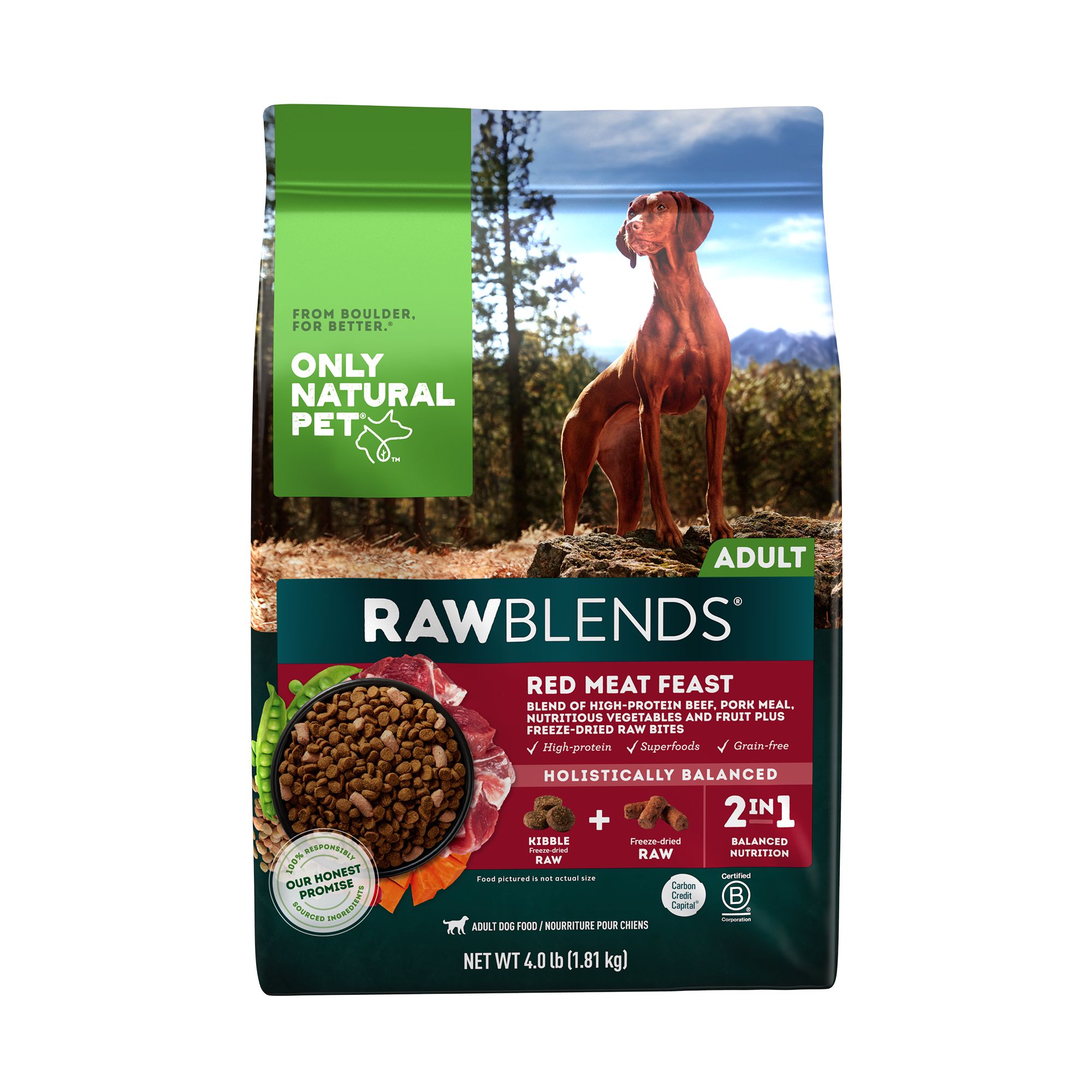 Only Natural Pet RawBlends Adult Dog Food Grain Free, With Raw Bites