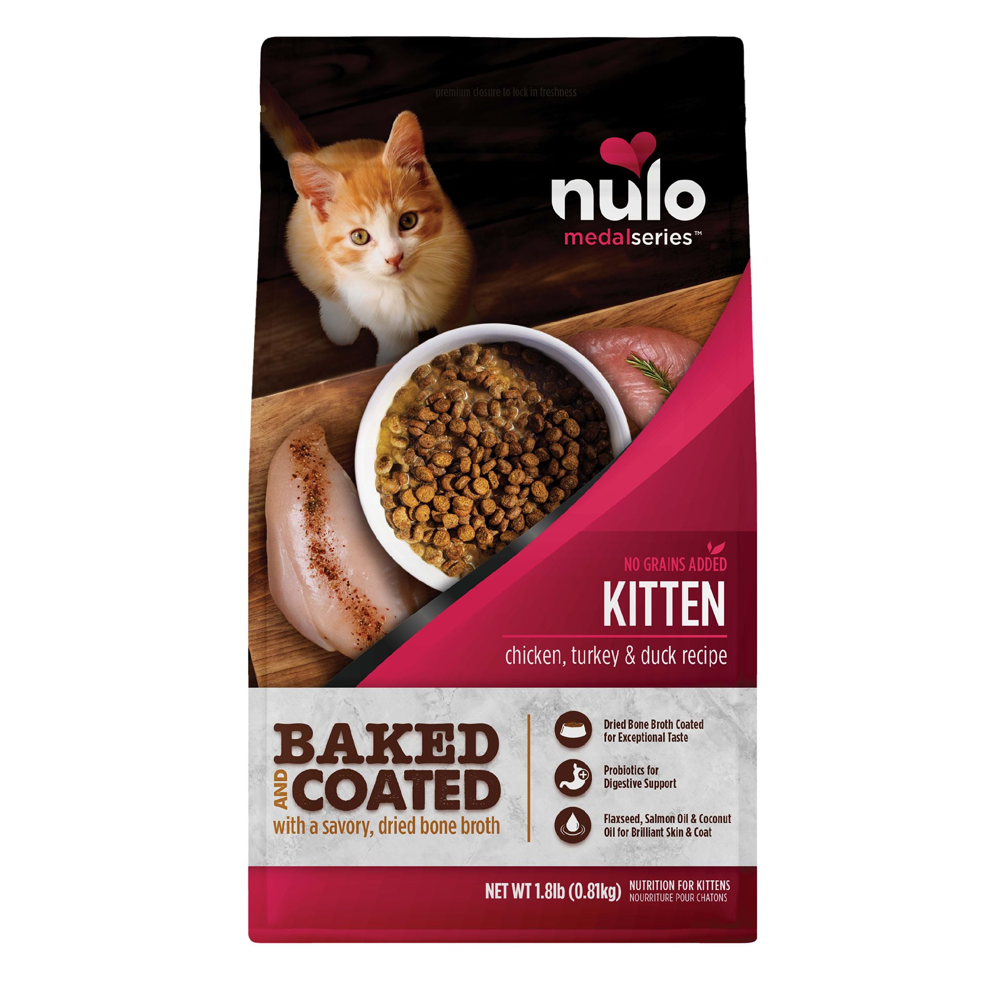Nulo Baked and Coated Kitten Food Grain Free, Chicken, Turkey & Duck