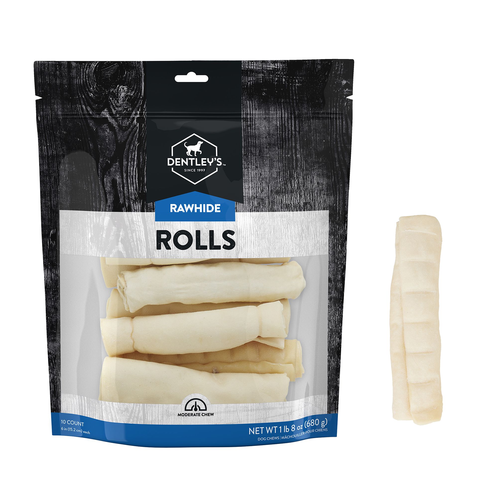 Dentley's Rawhide Rolls 6 Inch 10 Count 24 OZ