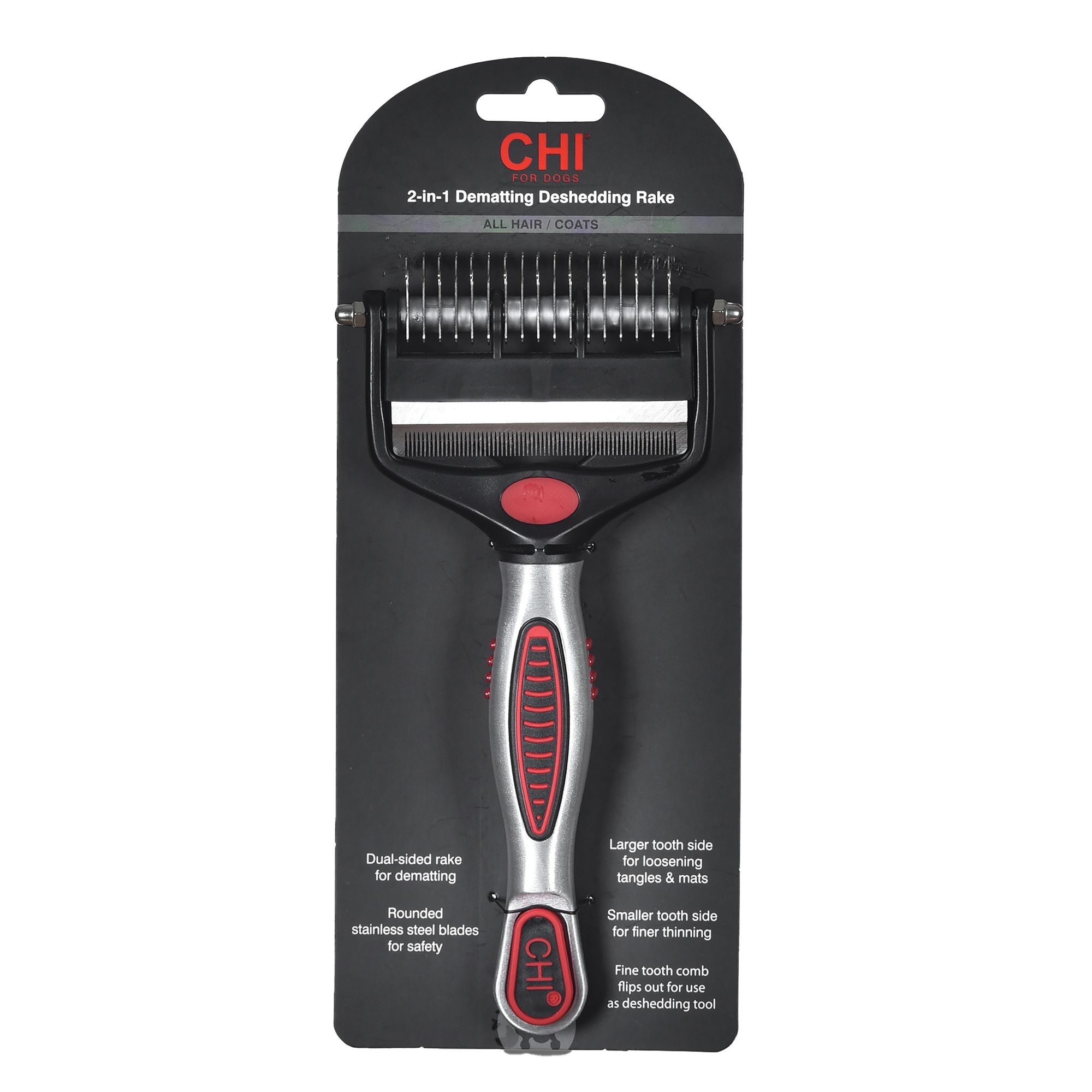 CHI® for Dogs 2in1 Dematting Deshedding Rake dog Brushes, Combs