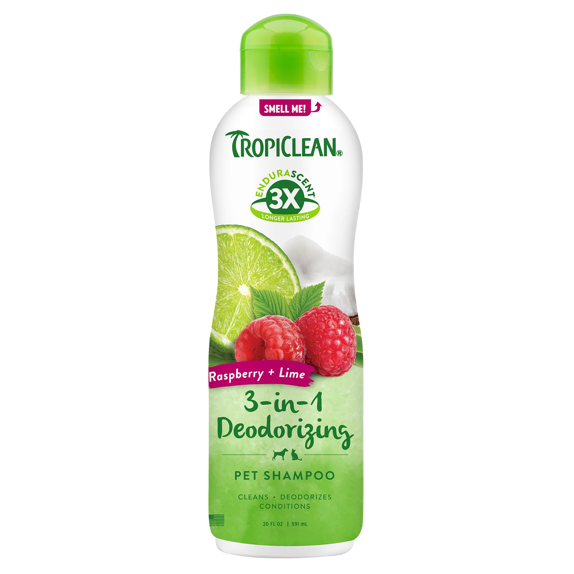 TropiClean® Raspberry & Lime 3in1 Deodorizing Pet Shampoo