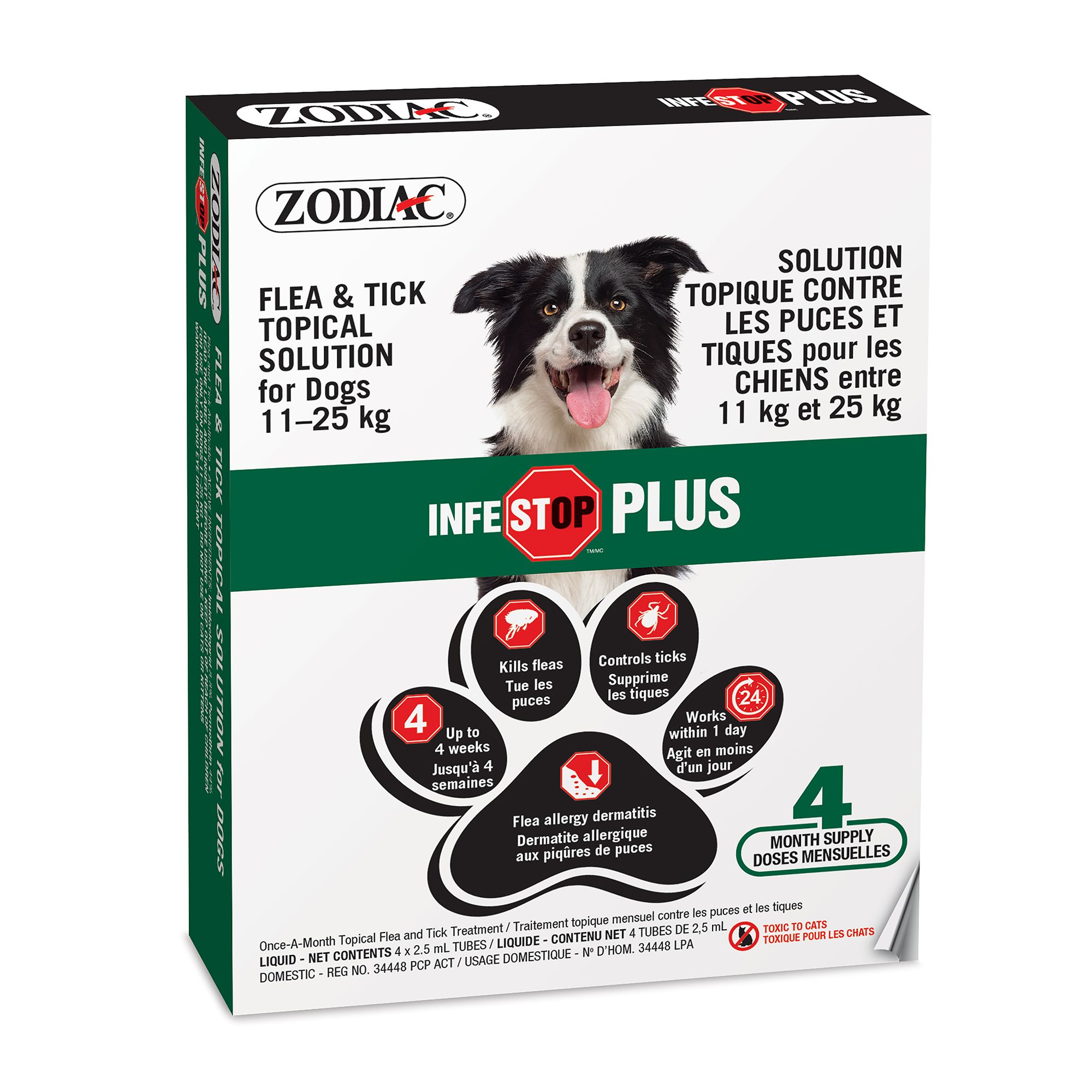 ZODIAC Infestop Plus Topical Flea Treatment for Dogs 1125 kg 4 Count