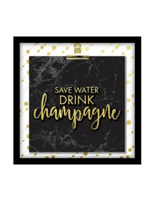 Linden Avenue "Save Water Drink Champagne" Shadowbox Art with Binder