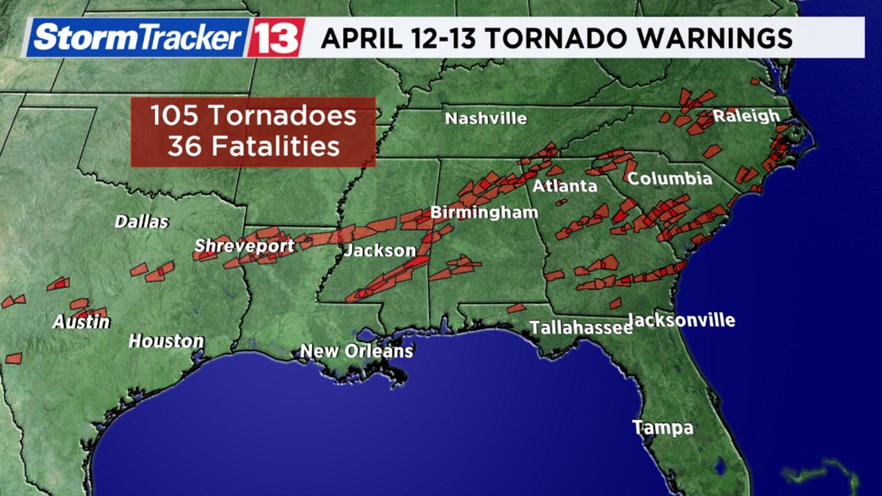 Weather Blog 105 Tornadoes Tracked 771 Miles This Week