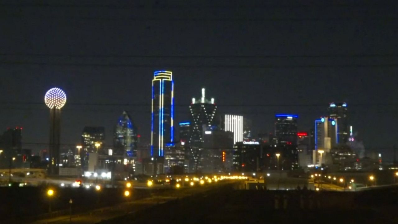 Dallas skyline lights up in support of Ukraine