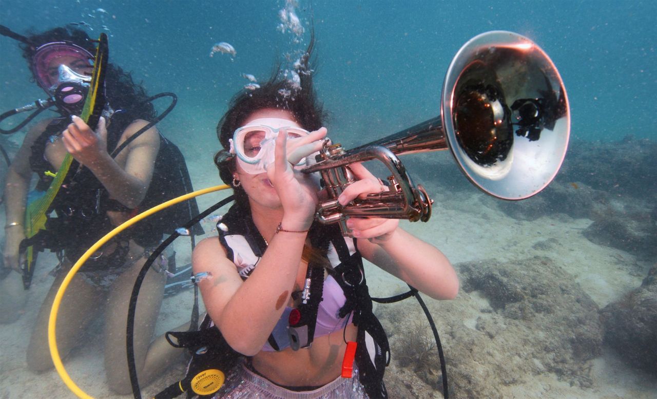 Underwater music show in the Florida Keys promotes awareness of coral