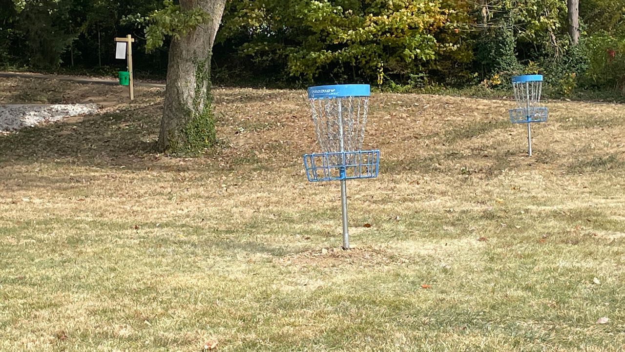 Devou Park disc golf baskets stolen