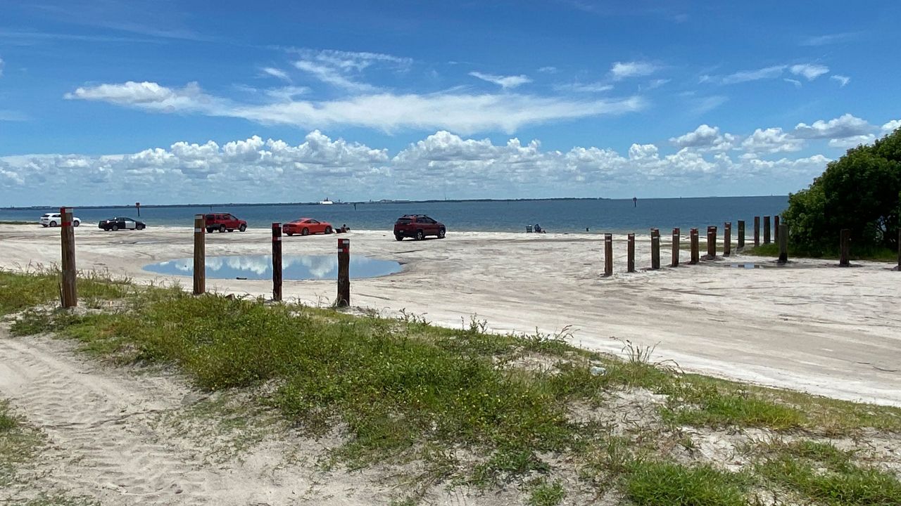 FDOT project installs posts on Gandy Beach to save mangroves