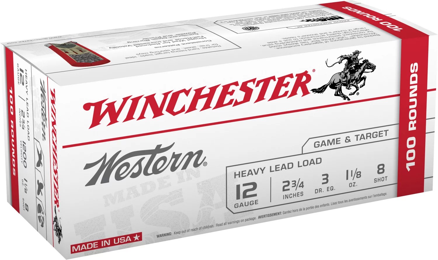 Winchester Western Target and Field Load 12 Gauge 8 Shotshells 100