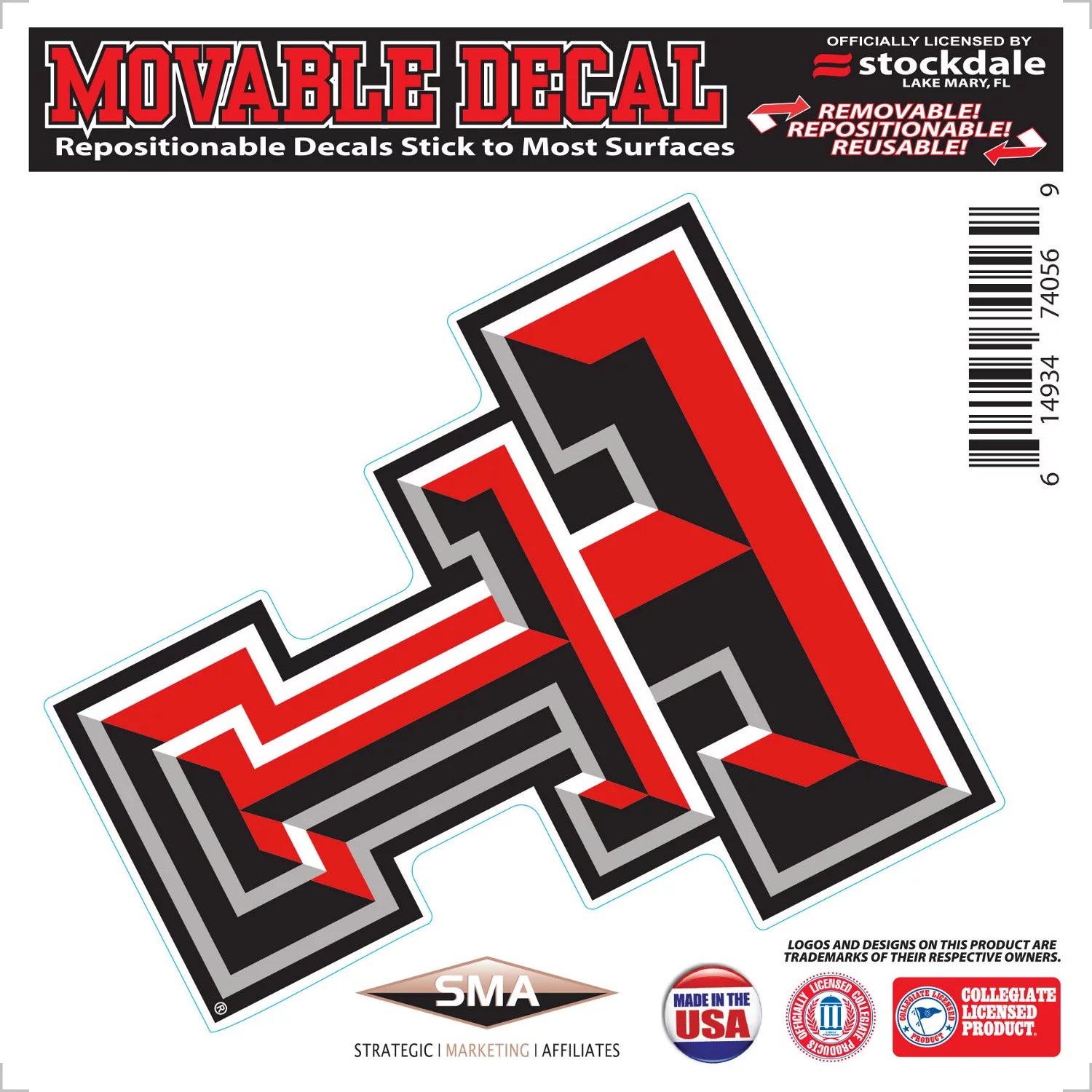 Stockdale Texas Tech University 6" x 6" Decal Academy