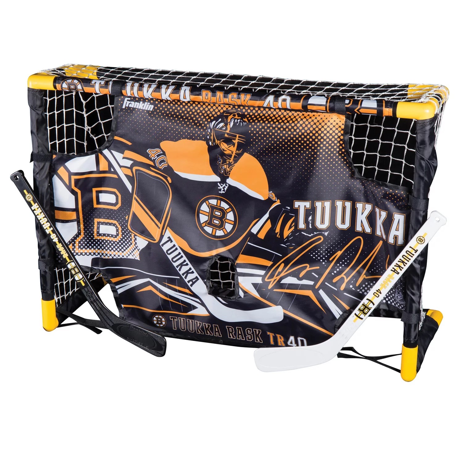 Franklin Boston Bruins Tuukka Rask Mini Hockey Goal and Target Set