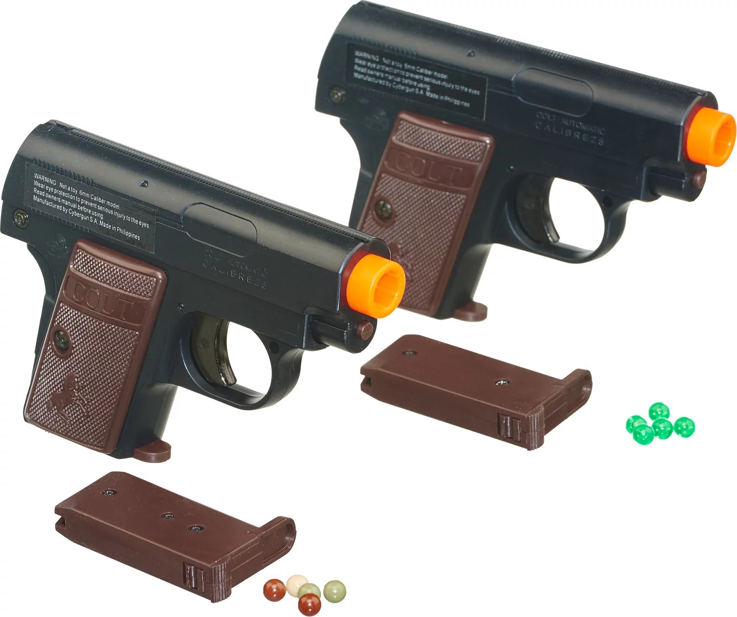 Soft Air USA Colt 25 6mm Caliber Spring Airsoft Pistols 2Pack Academy