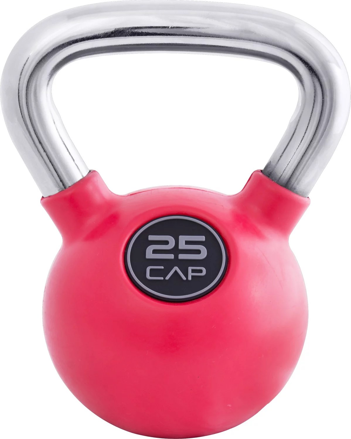 CAP Barbell RubberCoated 25 lb. Kettlebell with Chrome Handle Academy