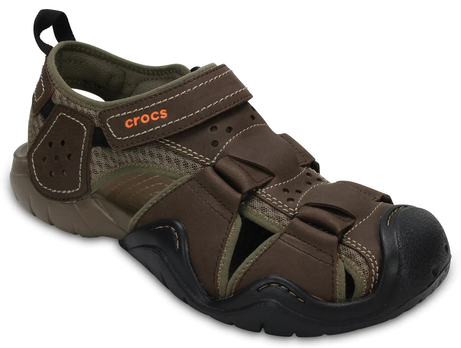 Crocs Men's Swiftwater Leather Fisherman Sandals Academy