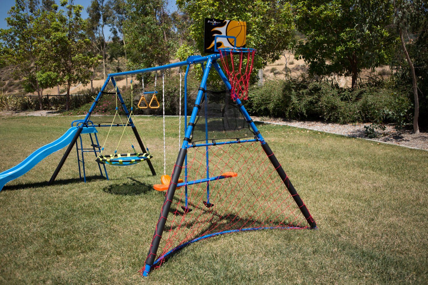 Fitness Reality The Ultimate 8Station Sports Swing Set with Basketball