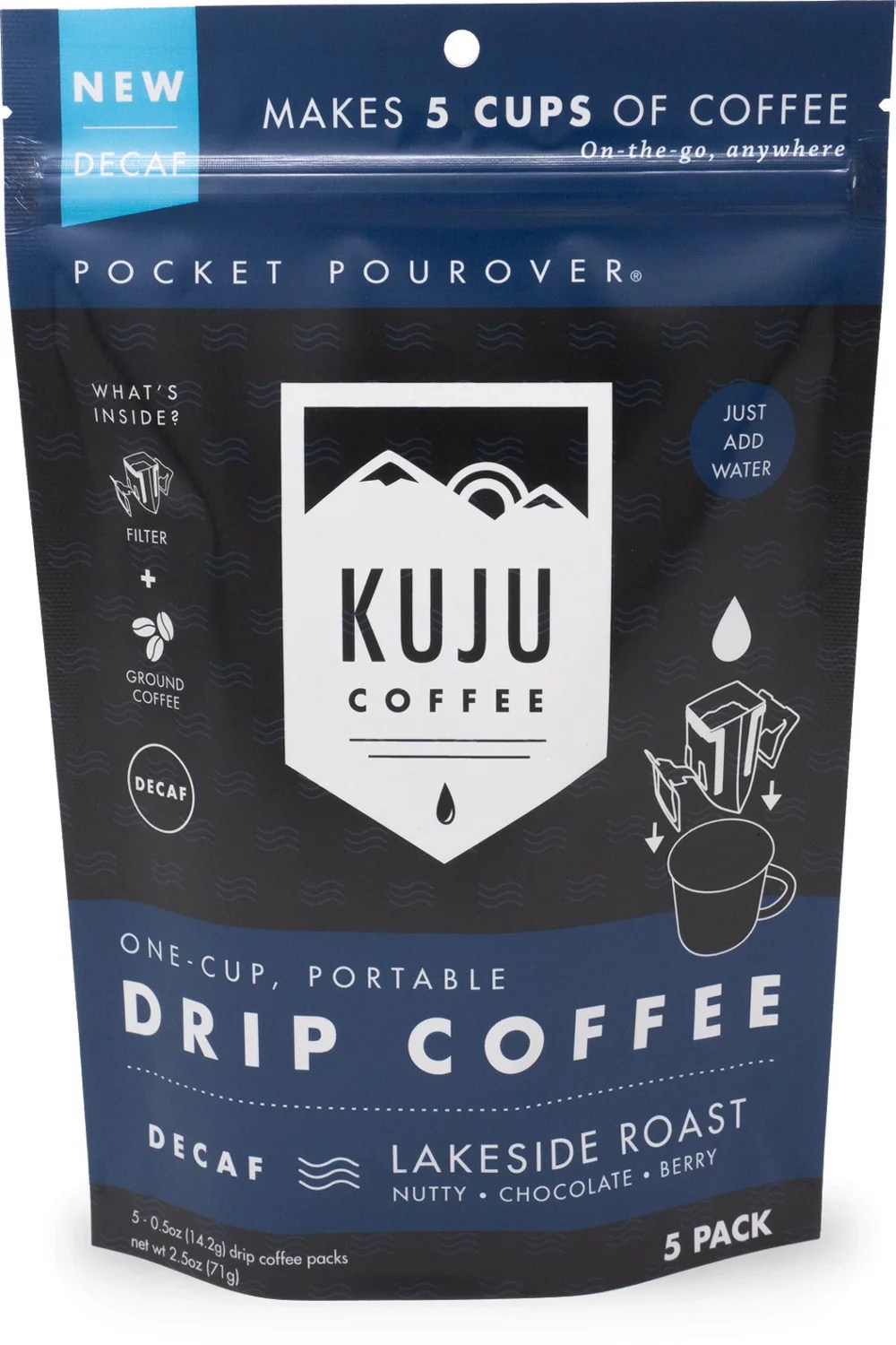 Kuju Coffee Lakeside Roast Decaf Pocket PourOvers 5Pack Academy