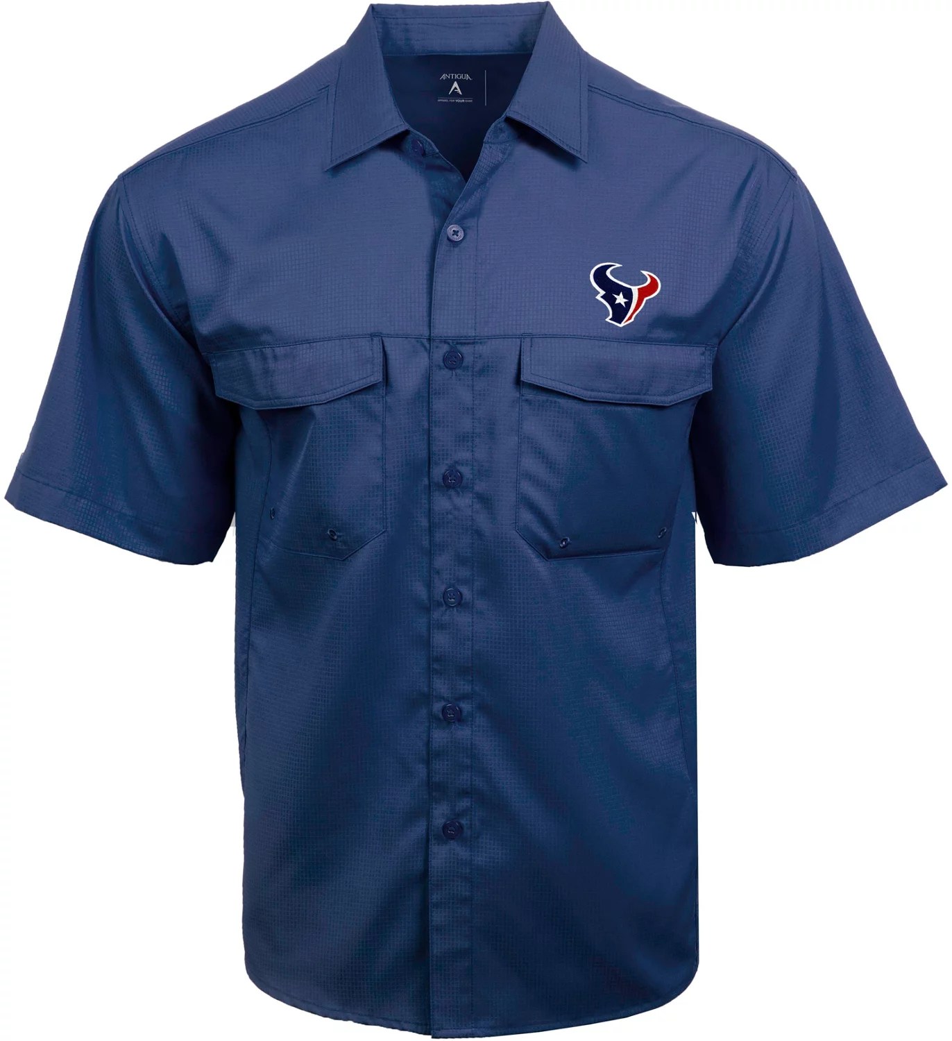 Antigua Men's Houston Texans Game Day Woven Fishing Shirt Academy