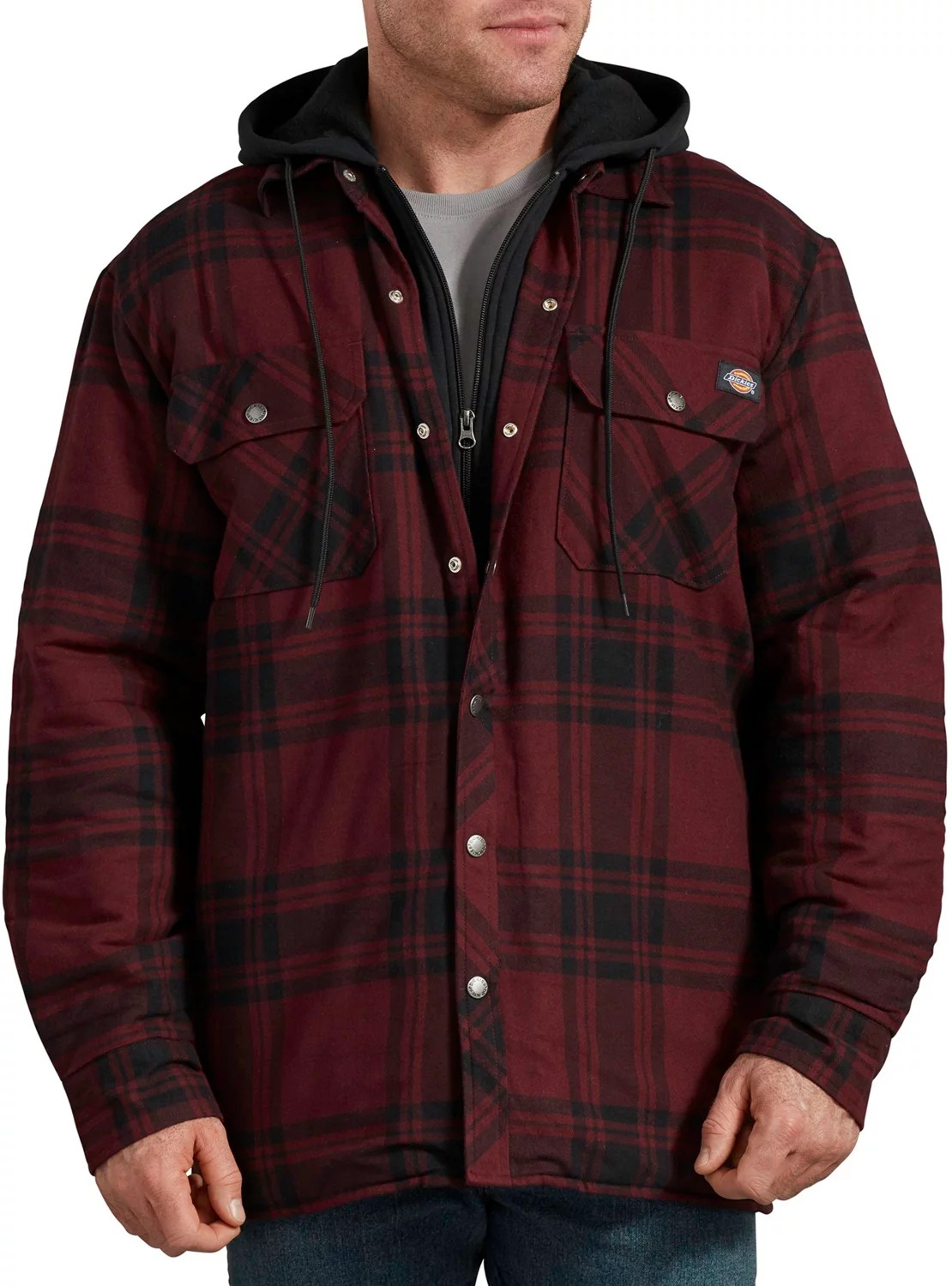 Dickies Men's Hooded Quilted Shirt Jacket Academy
