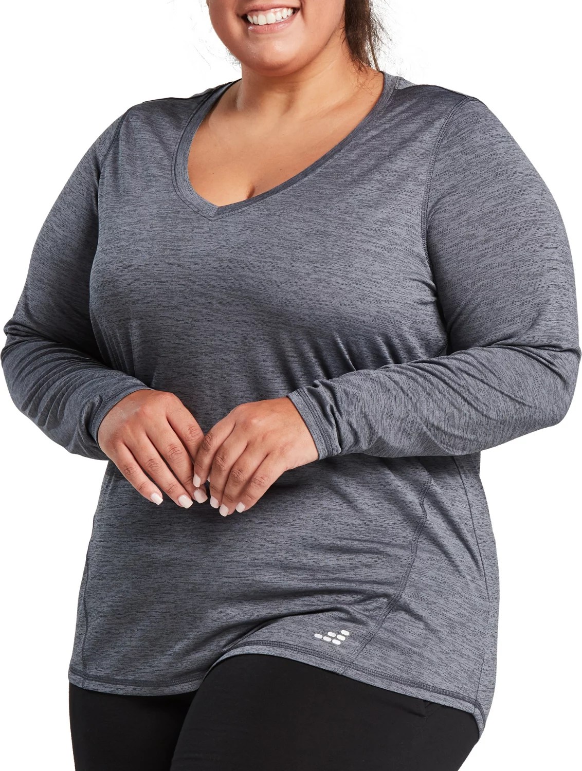 BCG Women',s Turbo Digi Melange Plus Size Long Sleeve Tshirt Academy