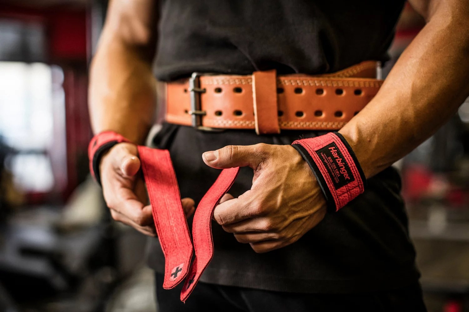 Harbinger Adults' Padded Leather Lifting Straps Academy