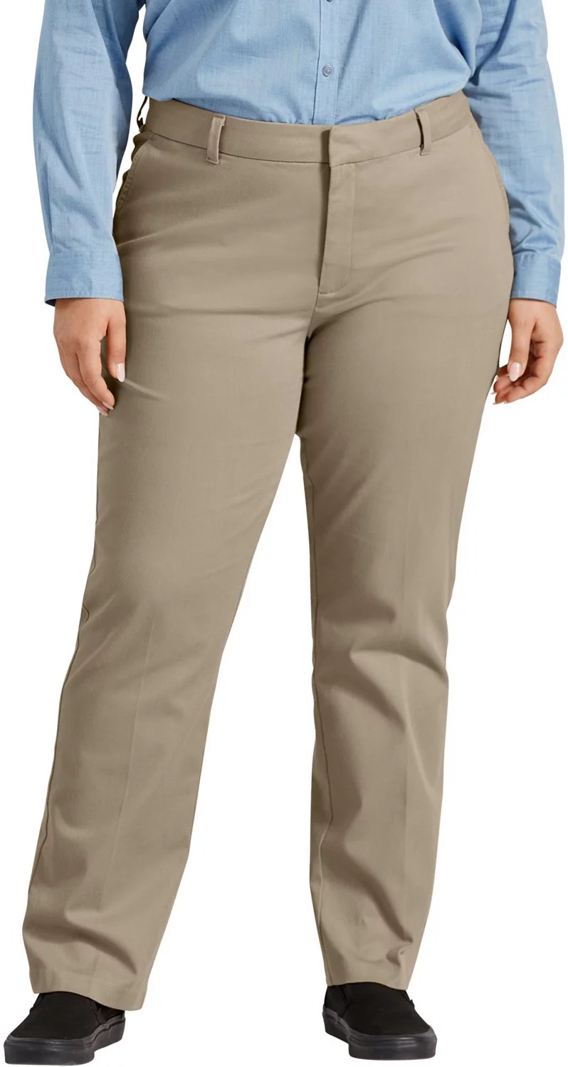 Dickies Women's Plus Size Perfect Shape Straight Twill Pants Academy