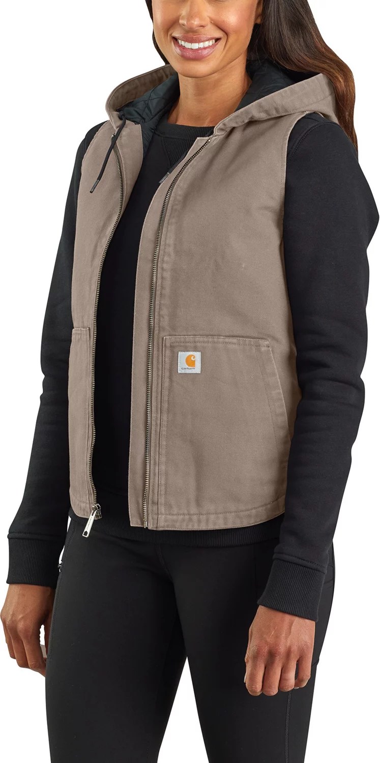 Carhartt Women's Washed Duck Insulated Hooded Vest Academy