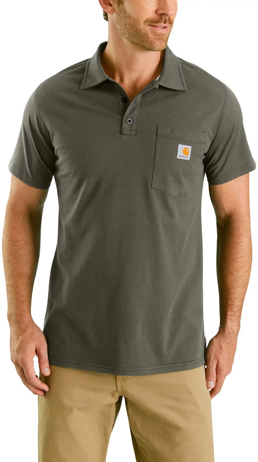 Carhartt Men's Force Cotton Delmont Pocket Polo Shirt Academy