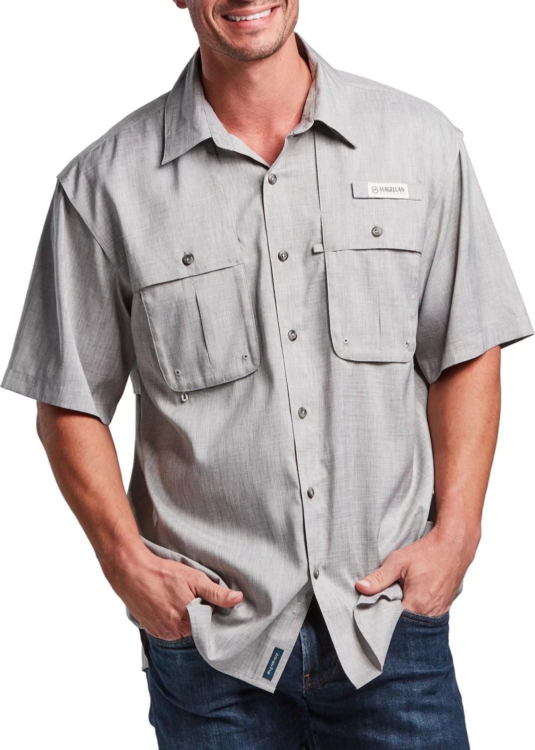 Magellan Outdoors Men's Aransas Pass Heather Short Sleeve Fishing Shirt Academy