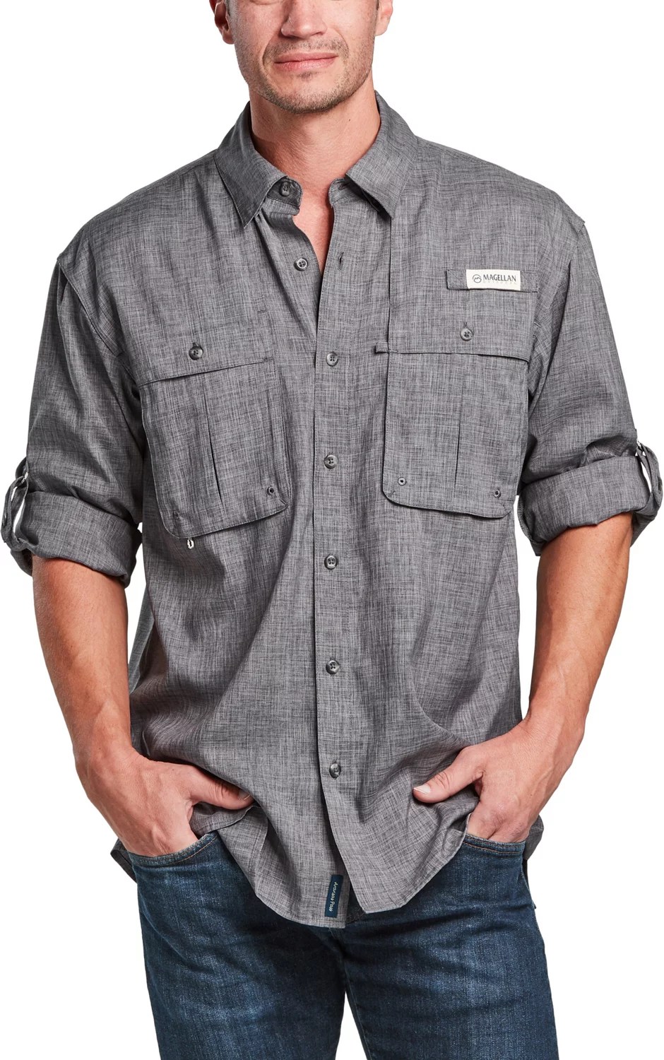 Magellan Outdoors Men's Aransas Pass Heather Long Sleeve Fishing Shirt