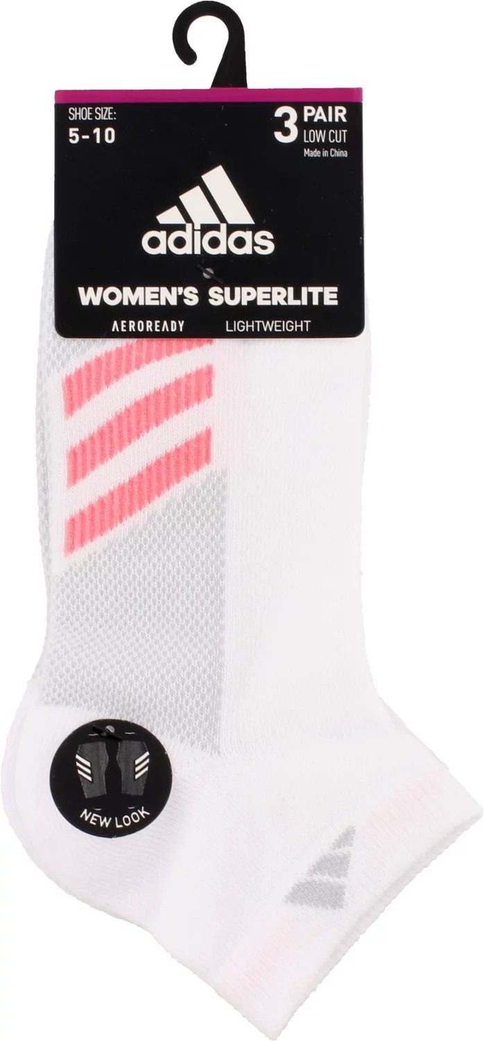 adidas Women's Superlite Stripe II Low Cut Socks 3 Pack Academy