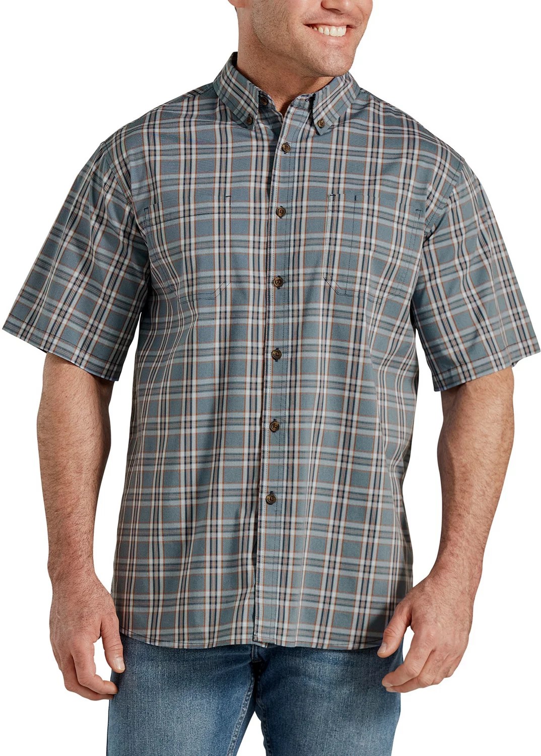 Dickies Men's Flex Woven Plaid Button Down Work Shirt Academy