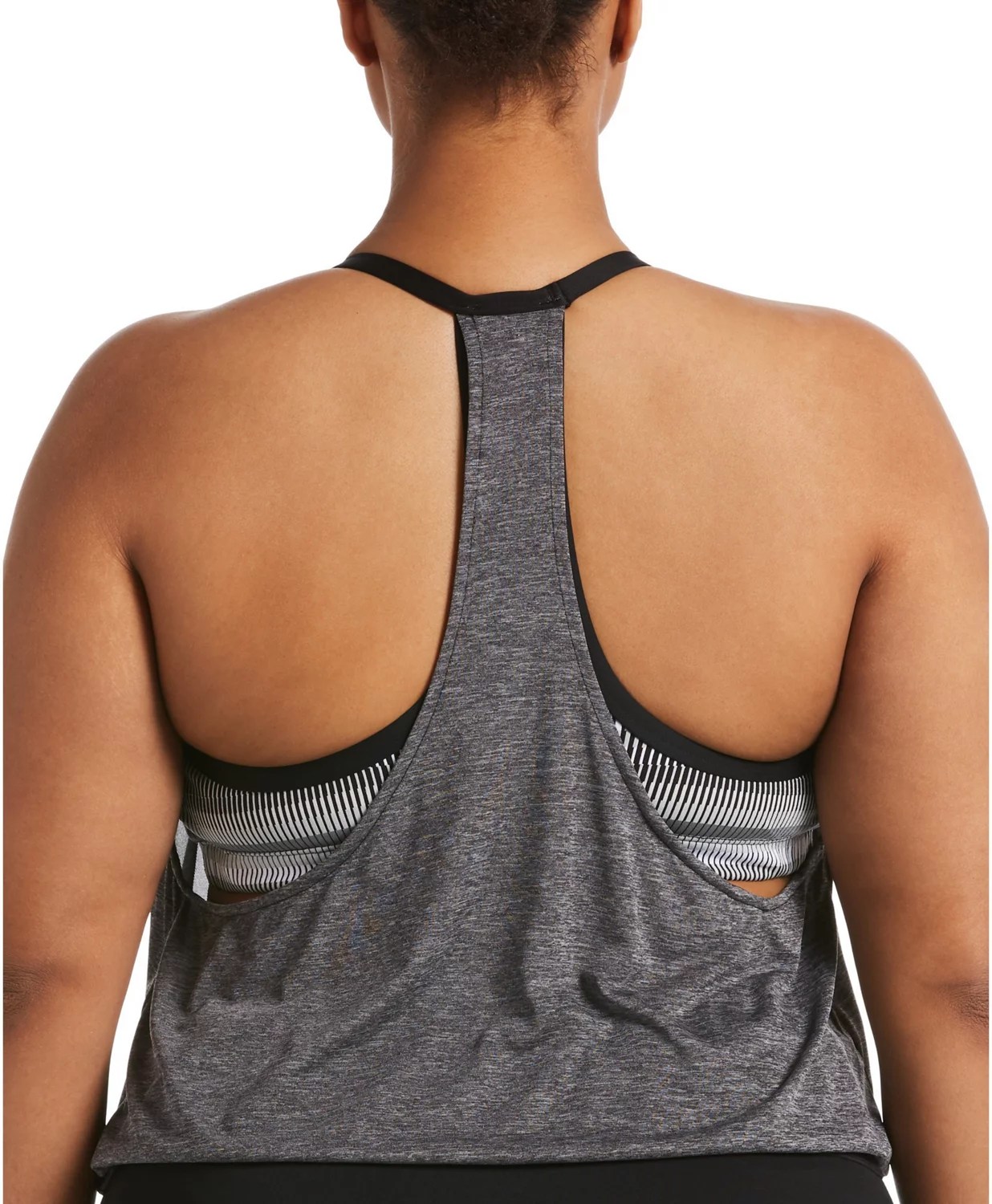 Nike Women's Texture Stripe Layered Tankini Plus Size Swim Top Academy