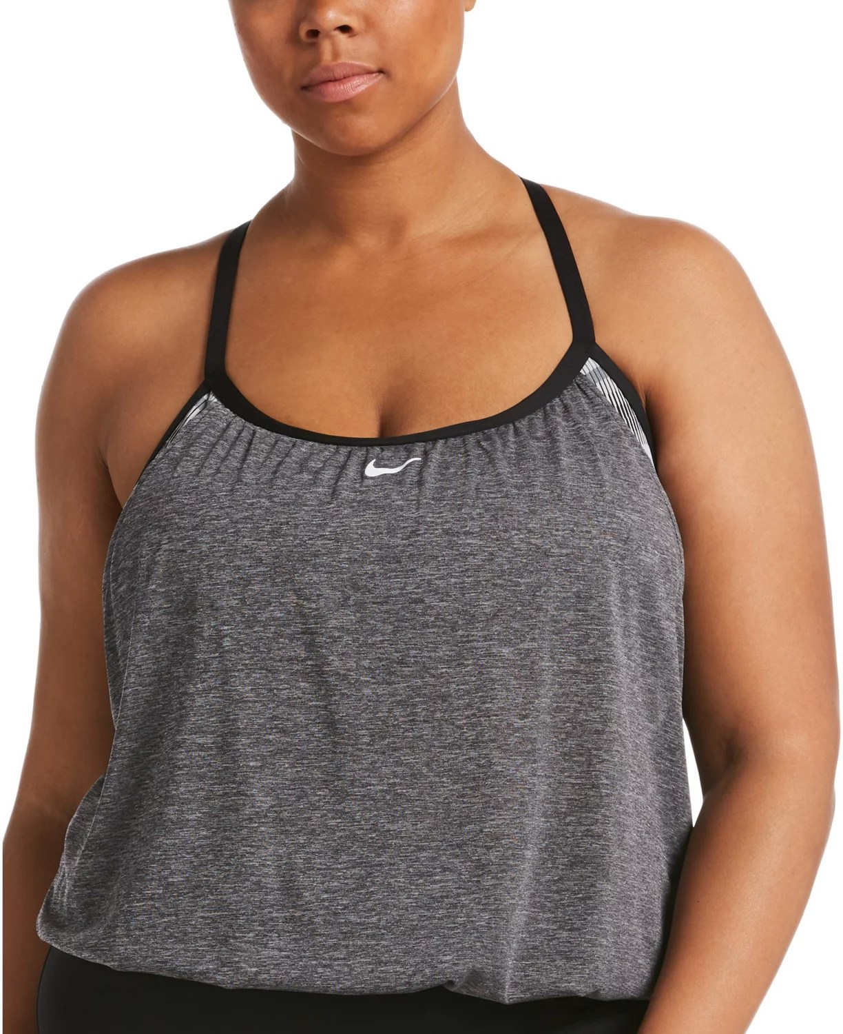 Nike Women's Texture Stripe Layered Tankini Plus Size Swim Top Academy