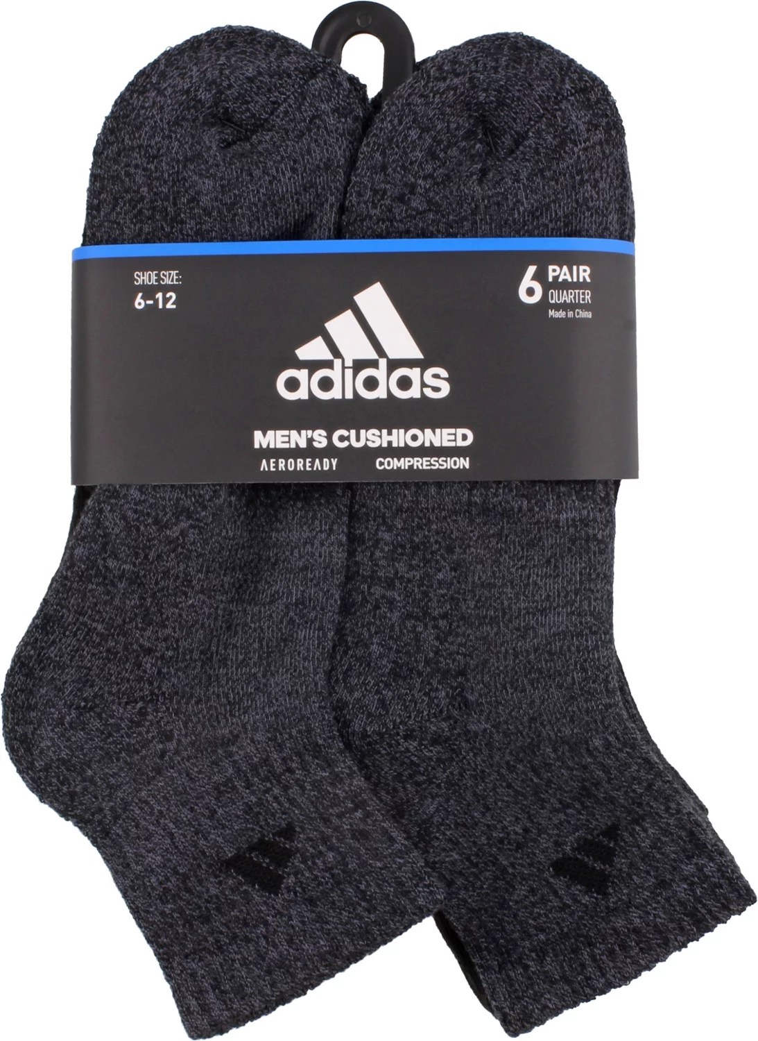 adidas Men's Large Athletic Quarter Socks 6 Pack Academy