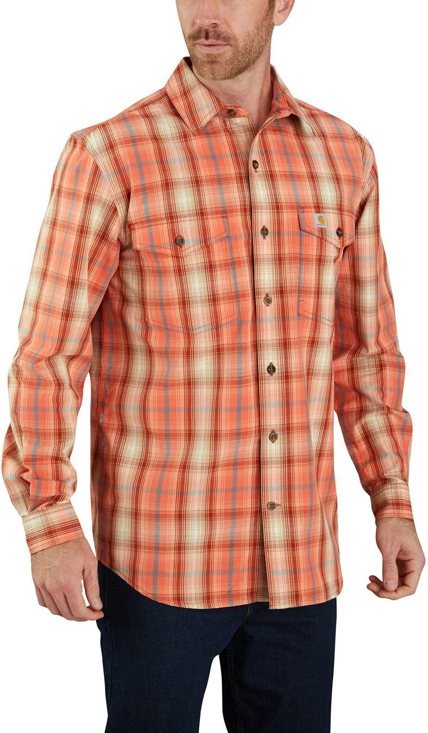 Carhartt Men's LongSleeve ButtonDown Plaid Shirt Academy