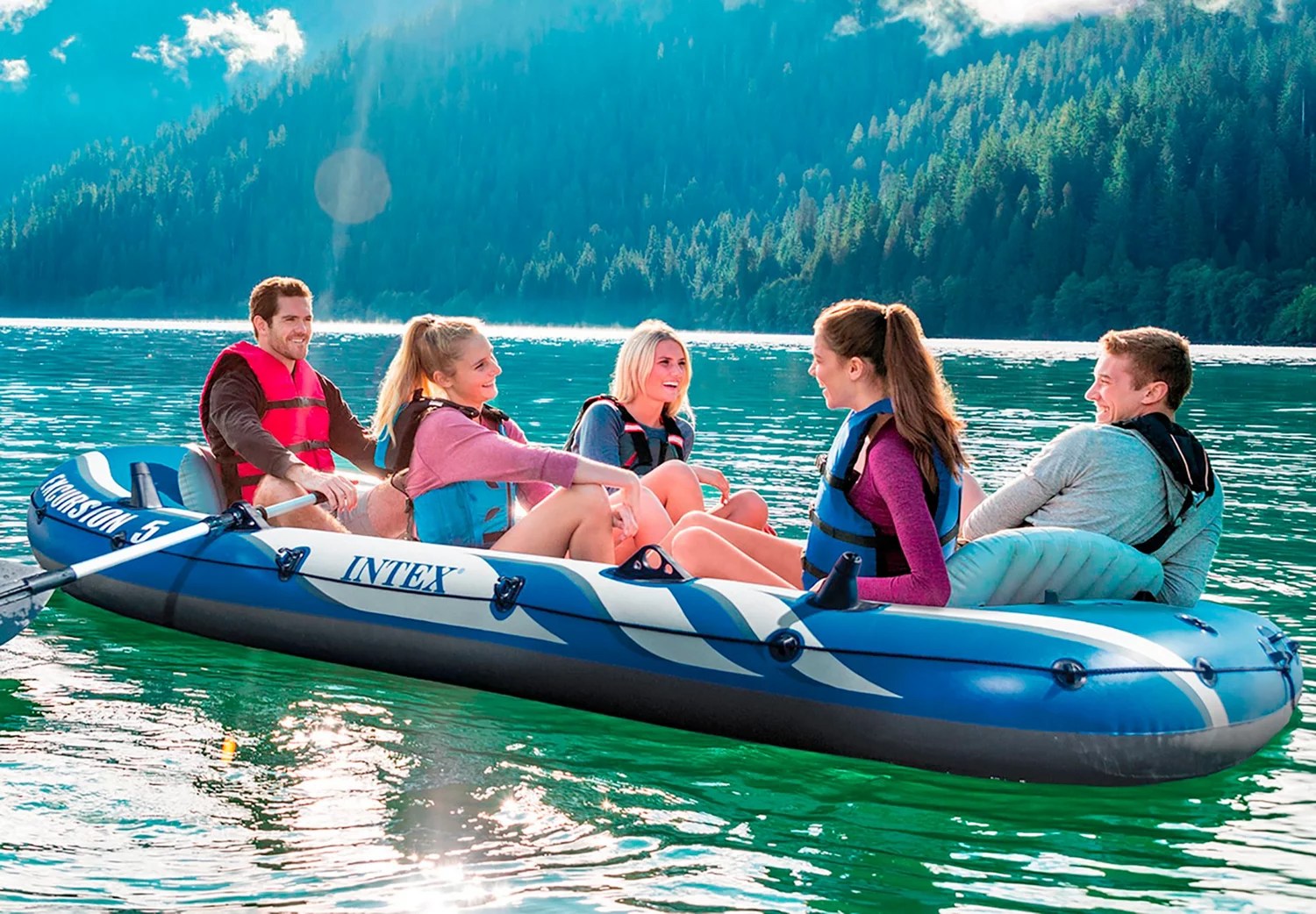 INTEX Excursion 5Seat Inflatable Boat Academy