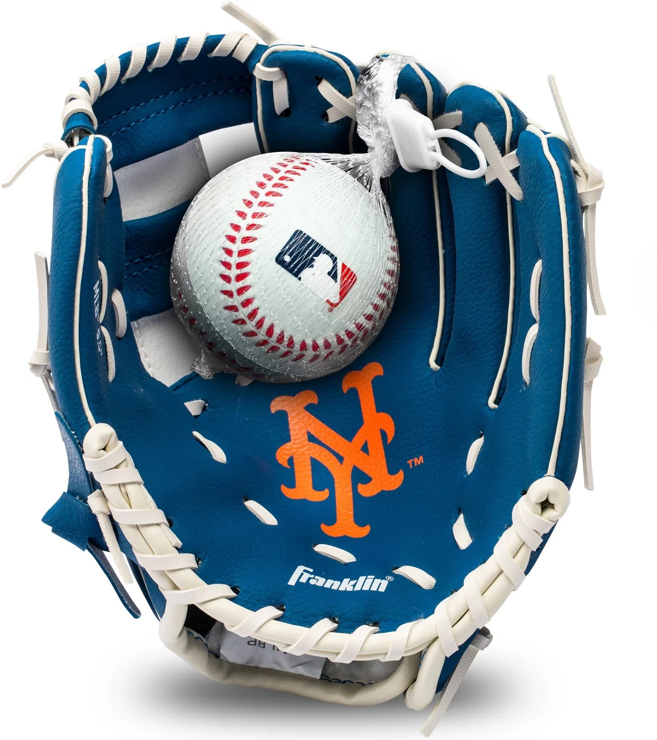 Franklin Youth MLB New York Mets Tball Glove and Ball Set Academy
