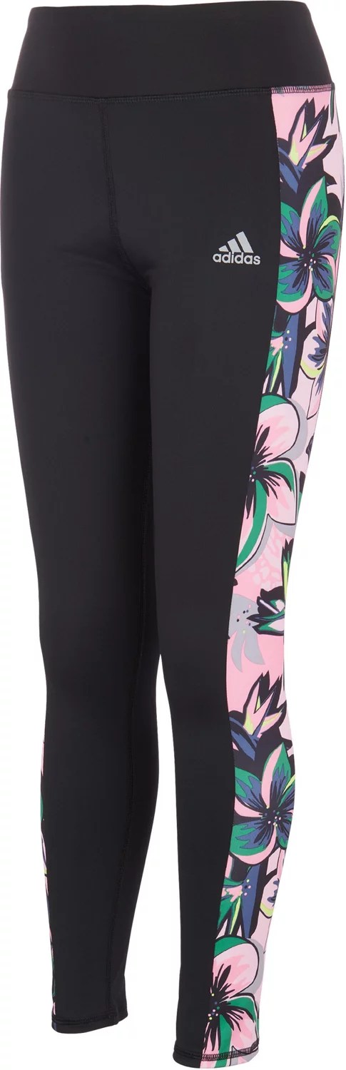Adidas Girls' Printed Panel Tights Academy