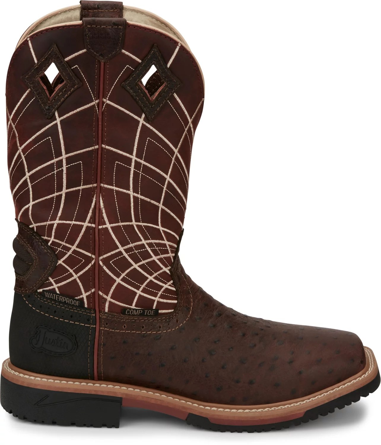 Justin Men's Derrickman Ostrich EH Composite Toe Wellington Work Boots