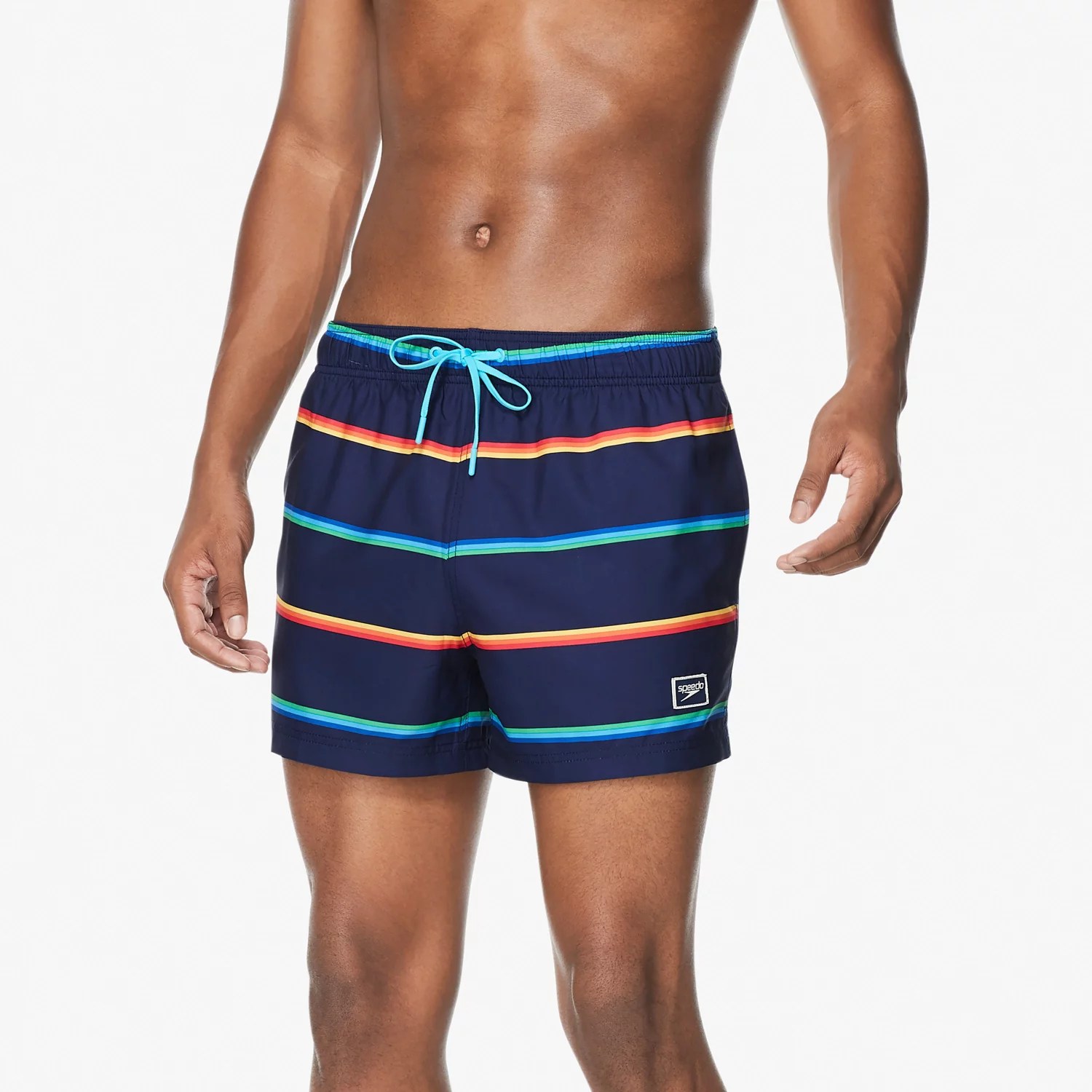Speedo Men's Vibe Quad Stripe Volley Swim Trunks Academy
