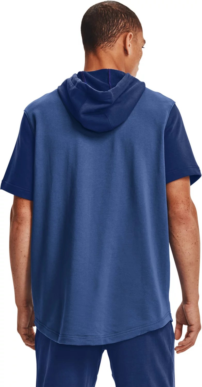 Under Armour Men's Rival Terry Colorblock Short Sleeve Hoodie Academy
