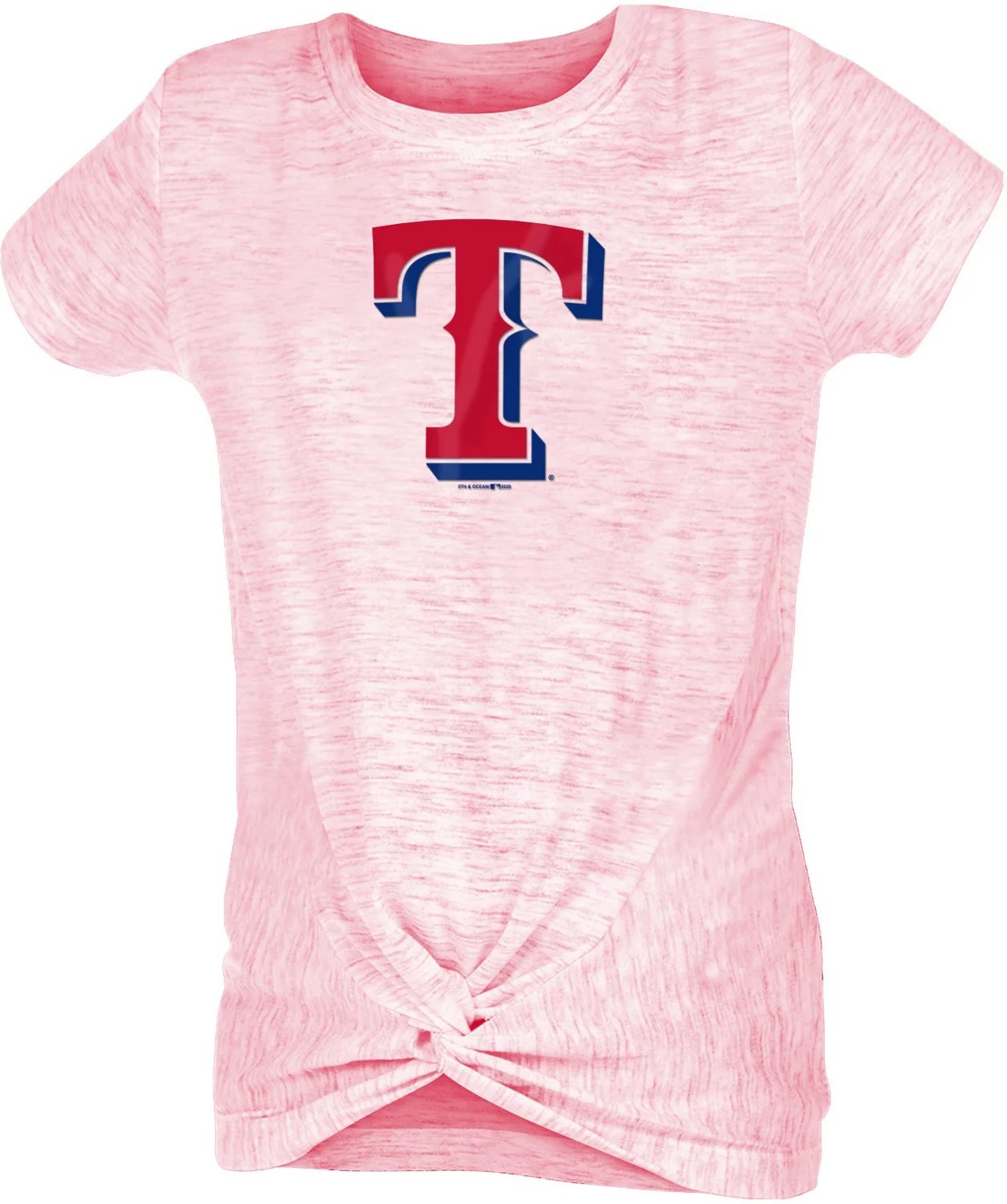New Era Girls' Texas Rangers Front Knot Space Dye Jersey Tshirt Academy