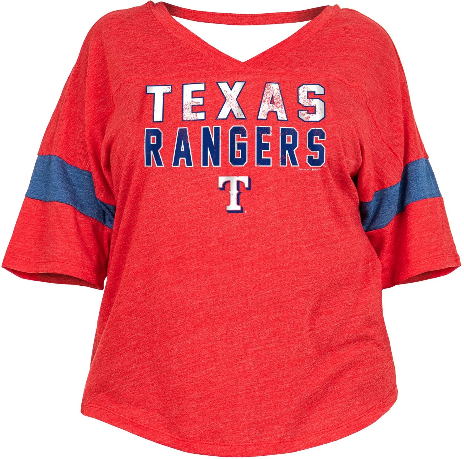 New Era Women's Texas Rangers Plus Size Triblend Short Sleeve Jersey V